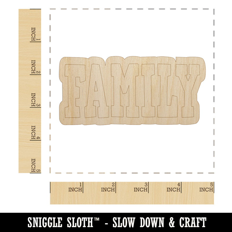 Family Fun Text Unfinished Wood Shape Piece Cutout for DIY Craft Projects