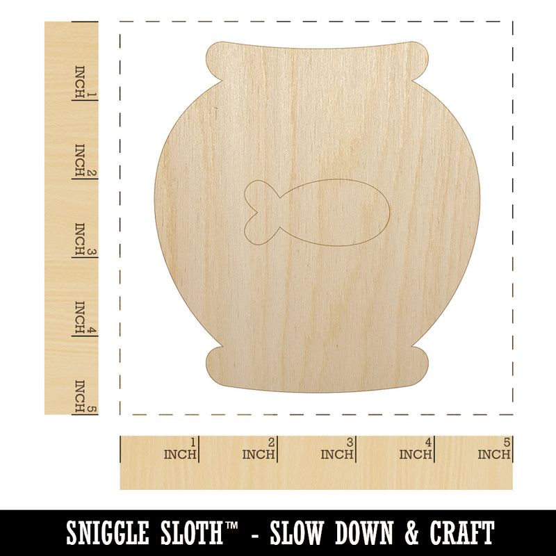 Fish Bowl Unfinished Wood Shape Piece Cutout for DIY Craft Projects