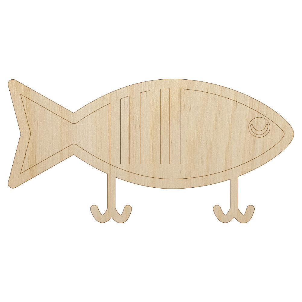 Fishing Lure Unfinished Wood Shape Piece Cutout for DIY Craft Projects