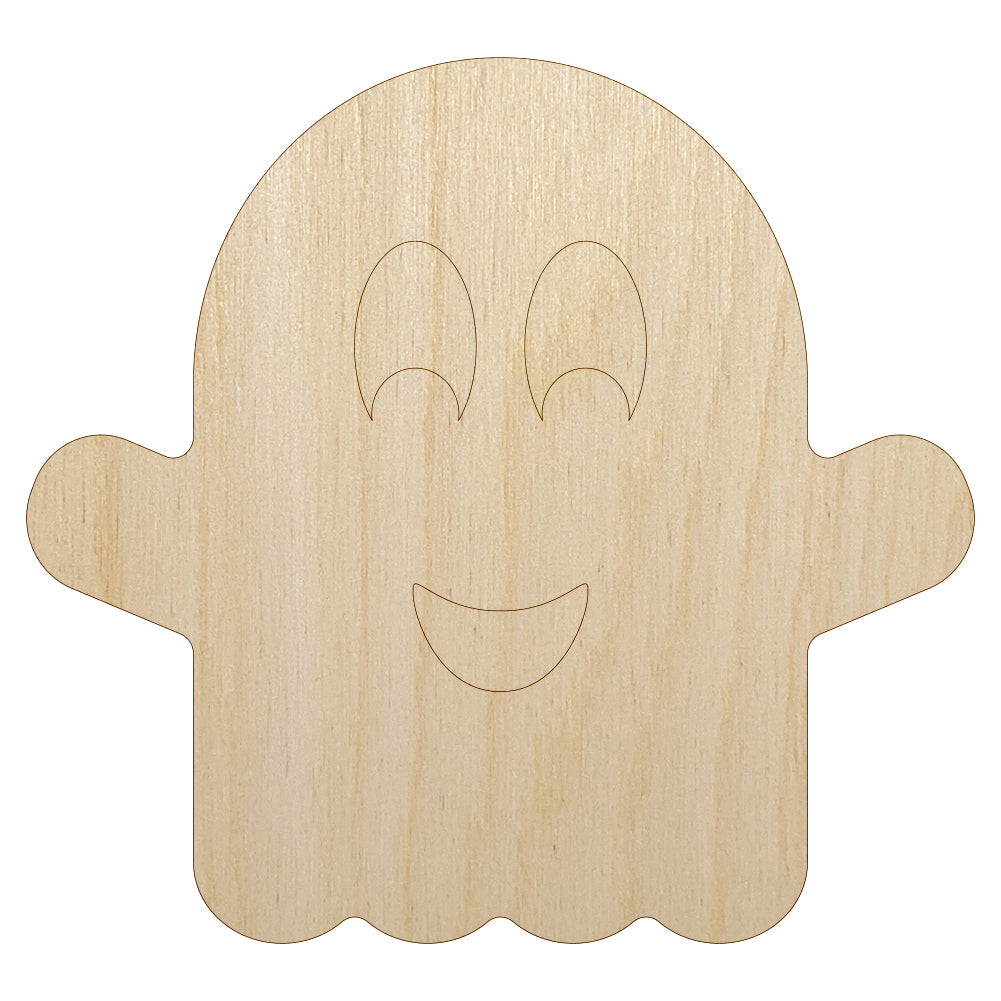 Ghost Smiling Halloween Unfinished Wood Shape Piece Cutout for DIY Craft Projects