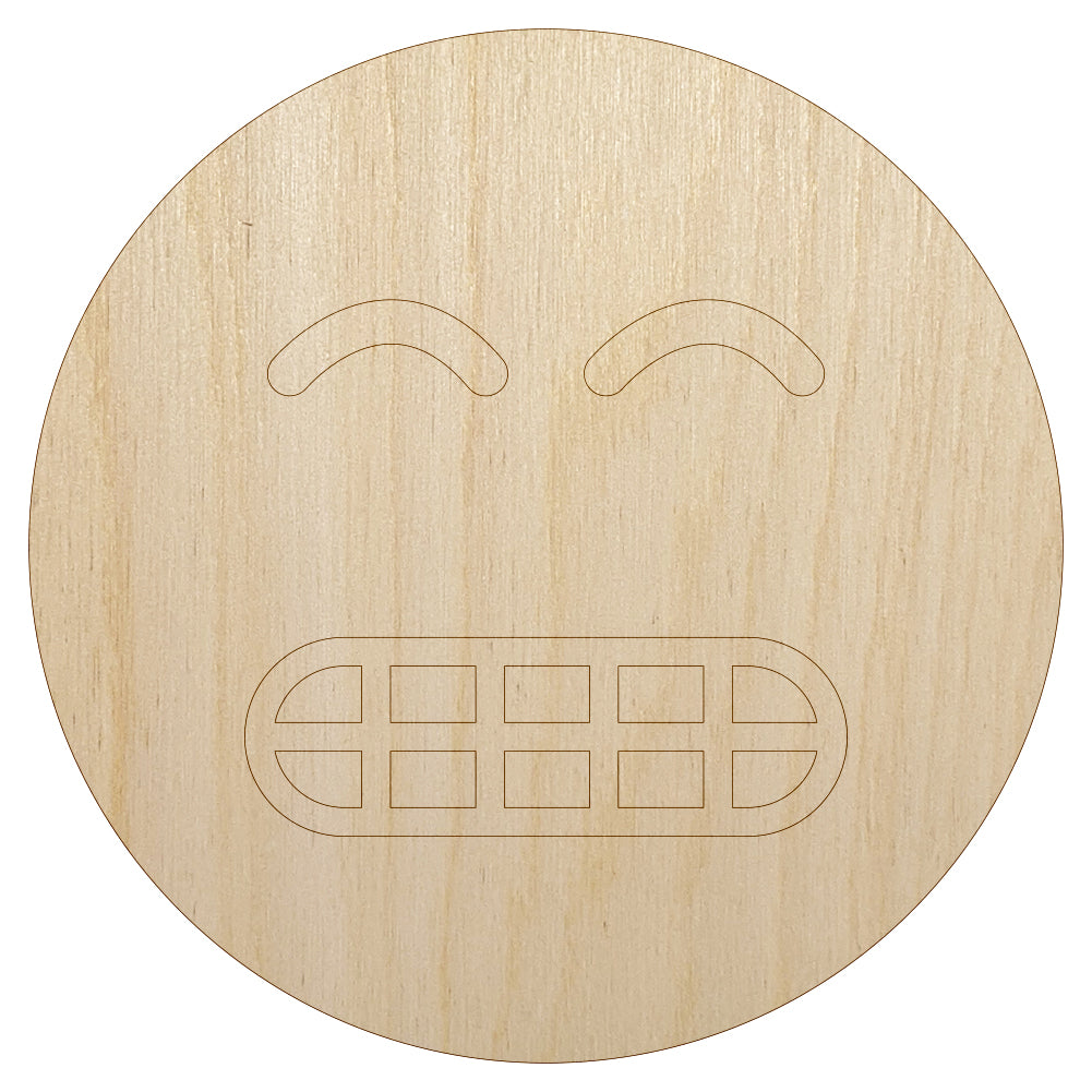 Grimace Face Sheepish Emoticon Unfinished Wood Shape Piece Cutout for DIY Craft Projects