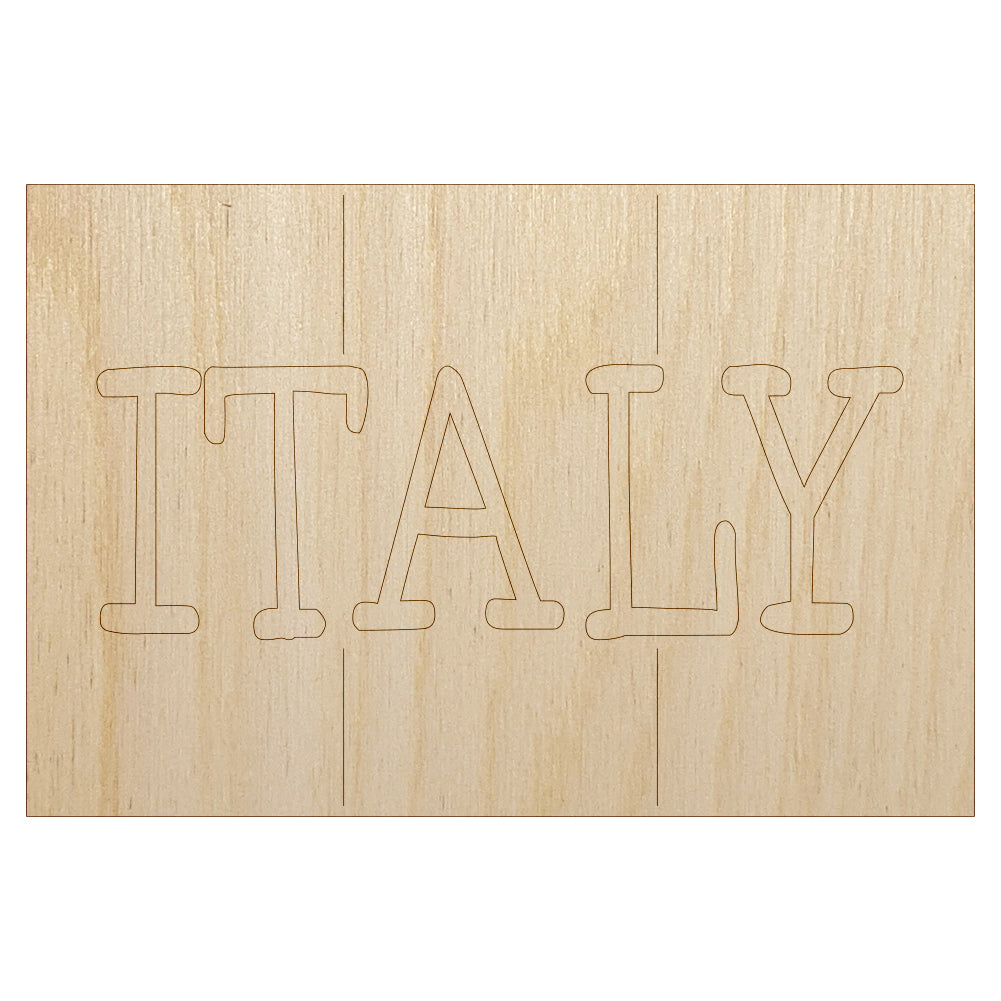 Italy Flag Text Unfinished Wood Shape Piece Cutout for DIY Craft Projects