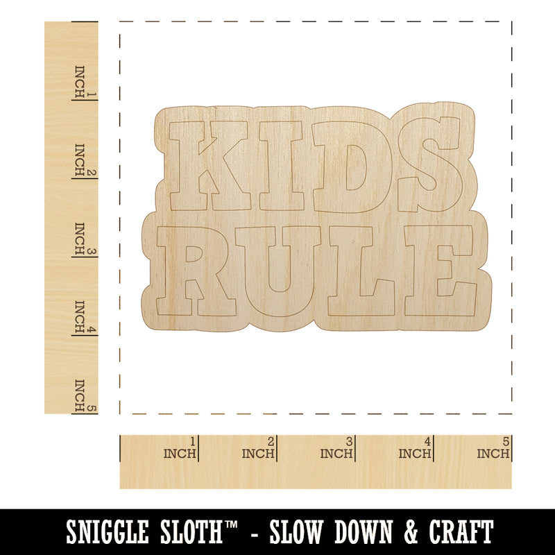 Kids Rule Fun Text Unfinished Wood Shape Piece Cutout for DIY Craft Projects