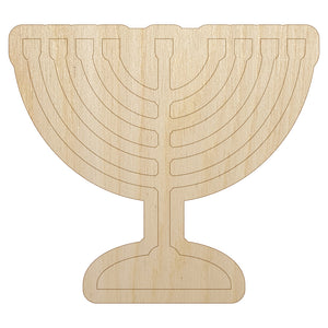 Menorah Hanukkah Unfinished Wood Shape Piece Cutout for DIY Craft Projects