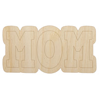 Mom Fun Text Unfinished Wood Shape Piece Cutout for DIY Craft Projects
