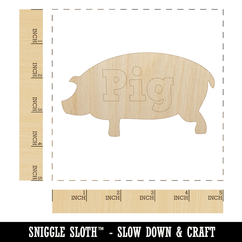 Pig Silhouette Fun Text Unfinished Wood Shape Piece Cutout for DIY Craft Projects