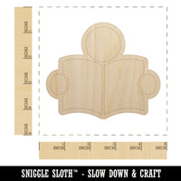 Reading Book Library Icon Unfinished Wood Shape Piece Cutout for DIY Craft Projects