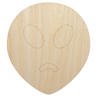 Sad Alien Emoticon Unfinished Wood Shape Piece Cutout for DIY Craft Projects