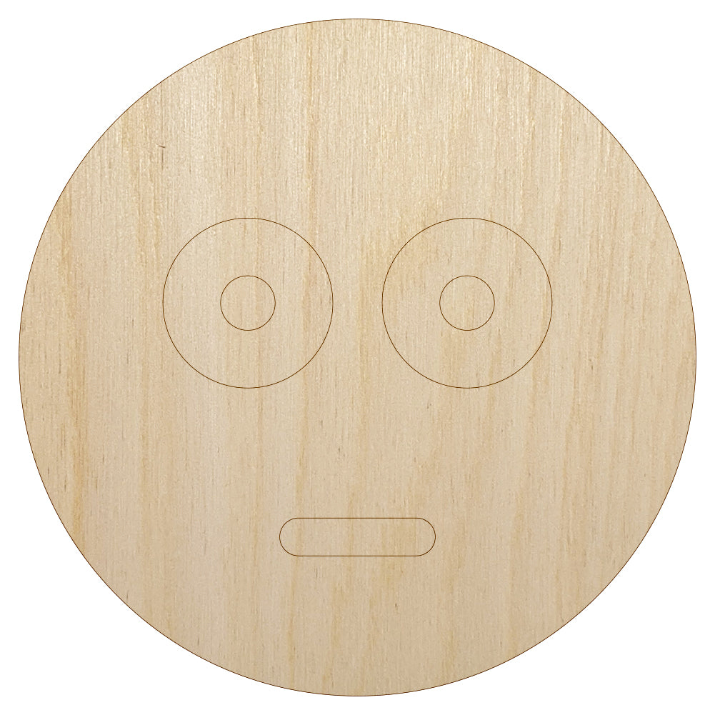 Scared Face Emoticon Unfinished Wood Shape Piece Cutout for DIY Craft Projects