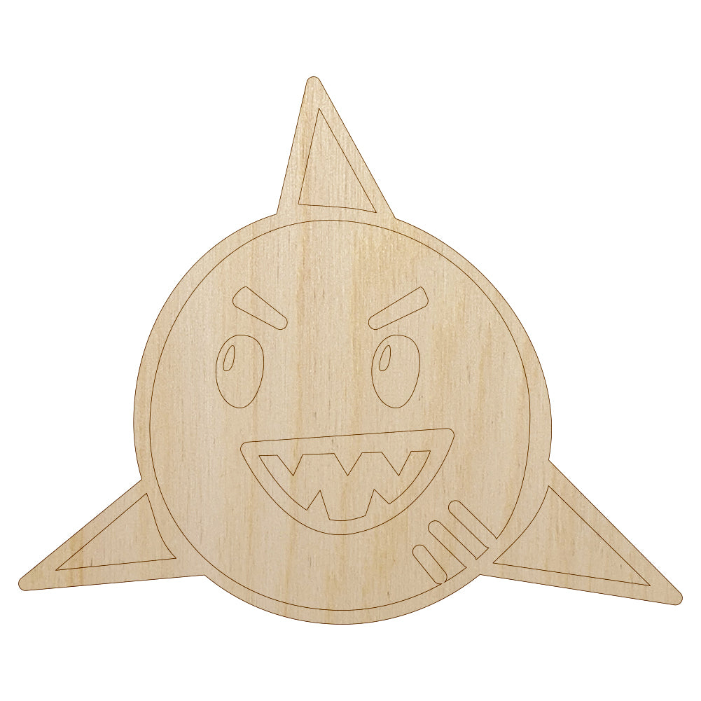 Shark Face Doodle Unfinished Wood Shape Piece Cutout for DIY Craft Projects