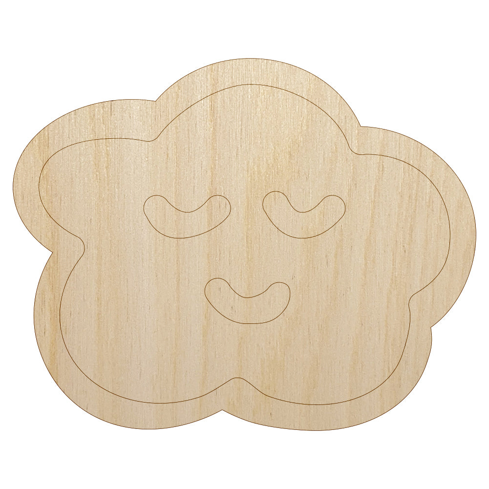 Sleeping Cloud Doodle Unfinished Wood Shape Piece Cutout for DIY Craft Projects