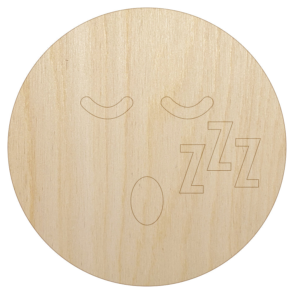 Sleeping Face Tired Emoticon Unfinished Wood Shape Piece Cutout for DIY Craft Projects