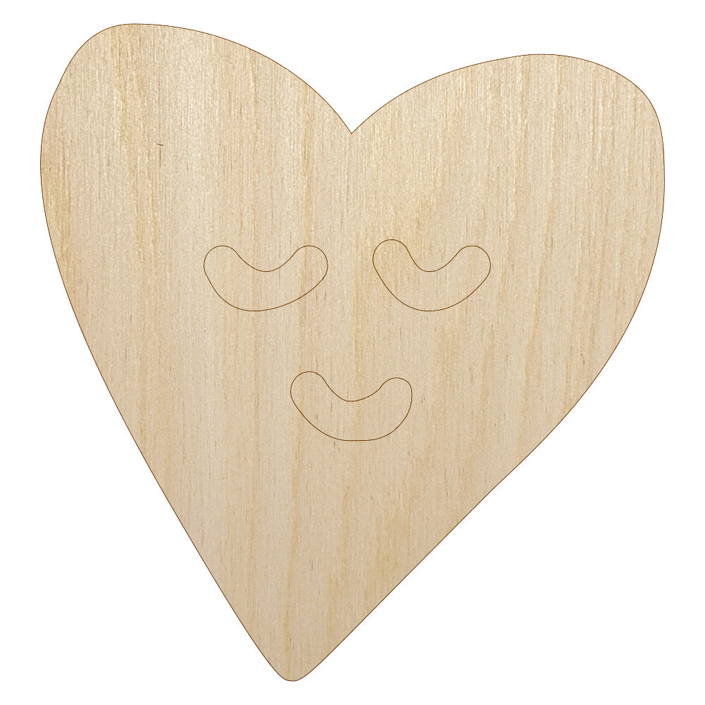Sleeping Heart Doodle Unfinished Wood Shape Piece Cutout for DIY Craft Projects