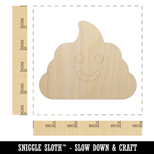 Smile Poop Face Emoticon Unfinished Wood Shape Piece Cutout for DIY Craft Projects