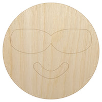 Sunglasses Cool Smile Happy Emoticon Unfinished Wood Shape Piece Cutout for DIY Craft Projects