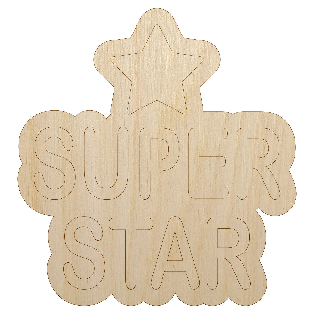 Super Star Fun Text Teacher School Unfinished Wood Shape Piece Cutout for DIY Craft Projects