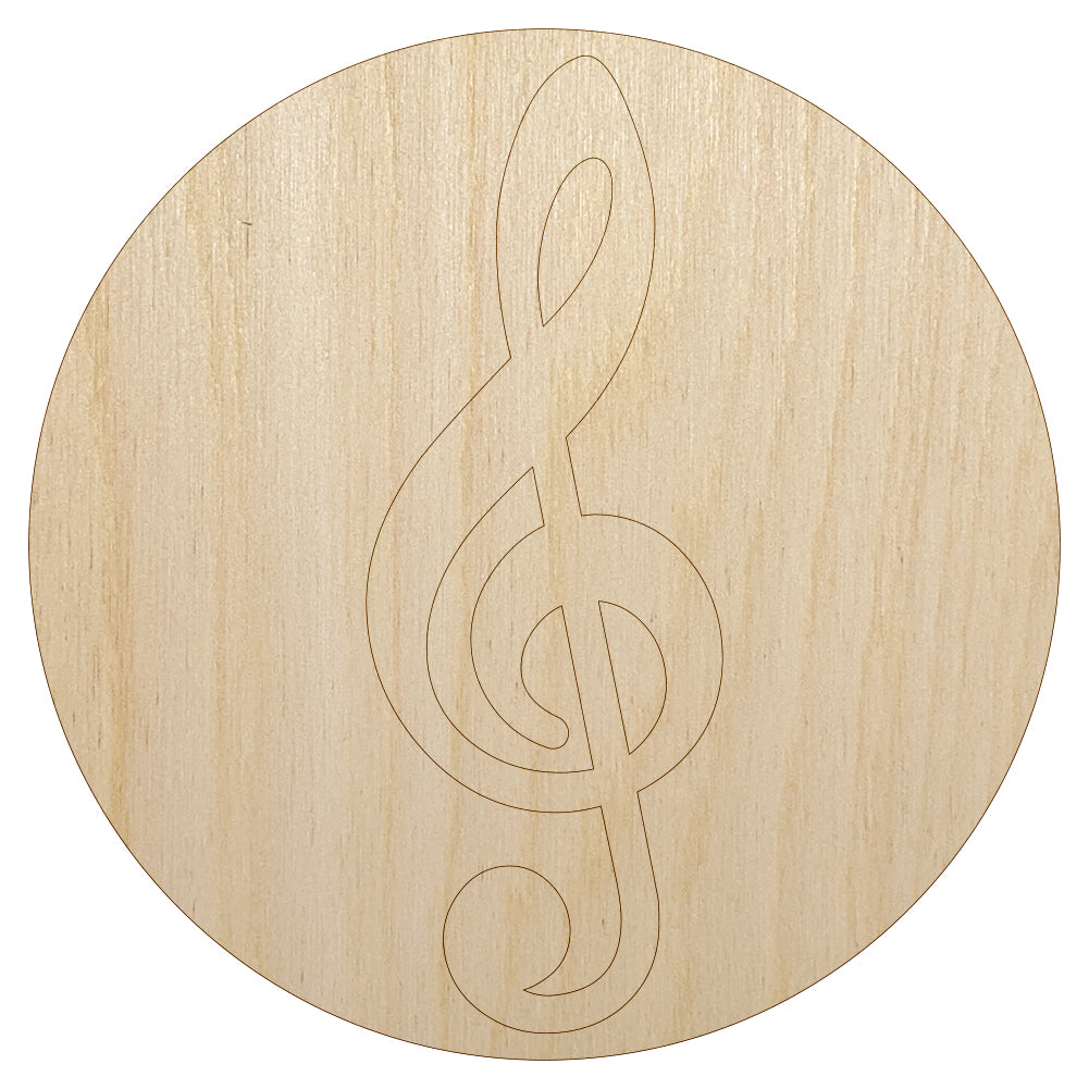 Treble Clef Music in Circle Unfinished Wood Shape Piece Cutout for DIY Craft Projects