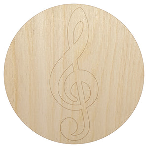 Treble Clef Music in Circle Unfinished Wood Shape Piece Cutout for DIY Craft Projects