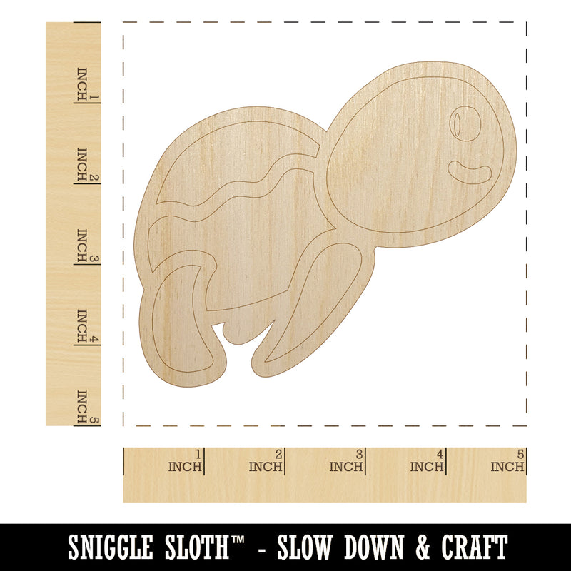 Turtle Swimming Doodle Unfinished Wood Shape Piece Cutout for DIY Craft Projects