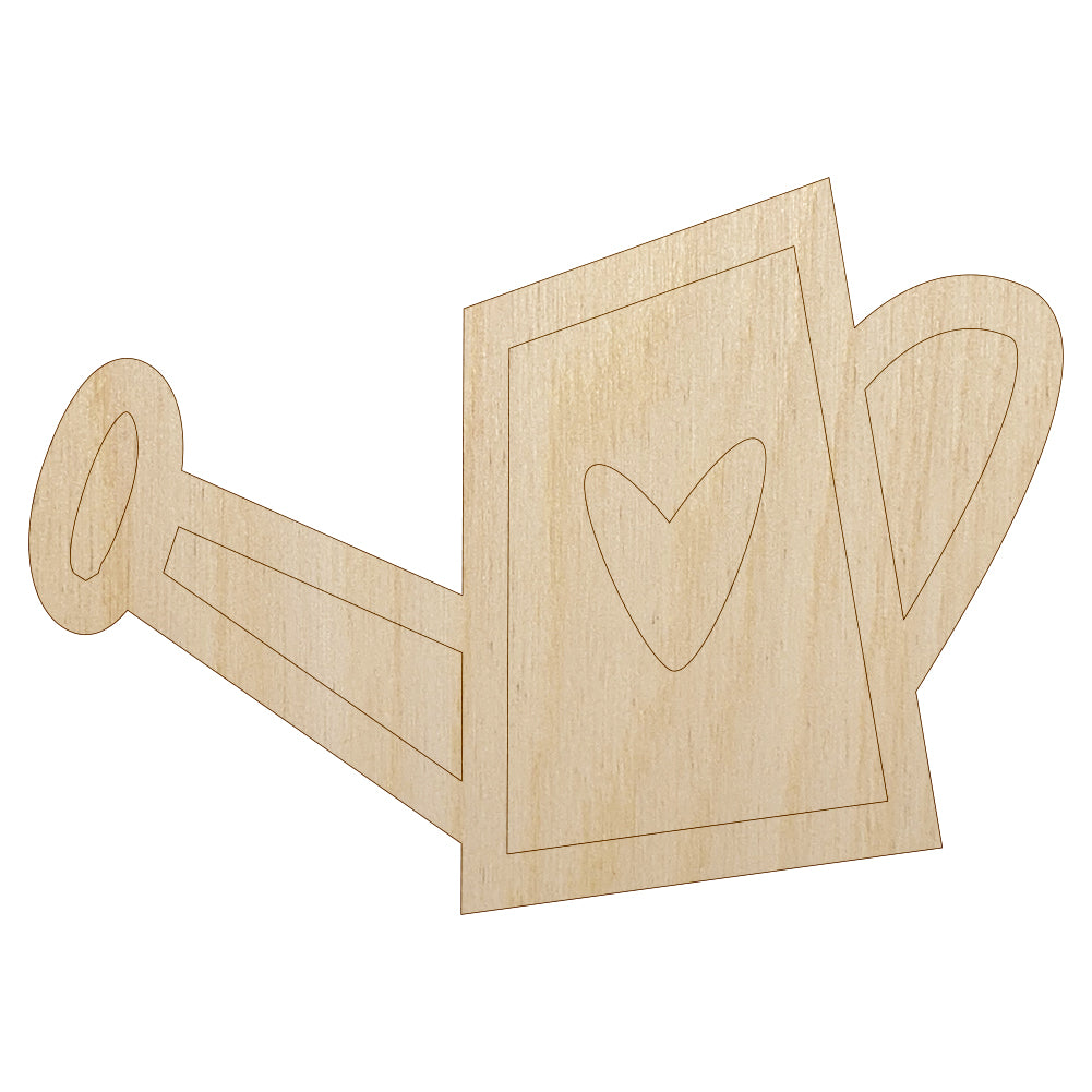 Watering Can Heart Gardening Plants Unfinished Wood Shape Piece Cutout for DIY Craft Projects
