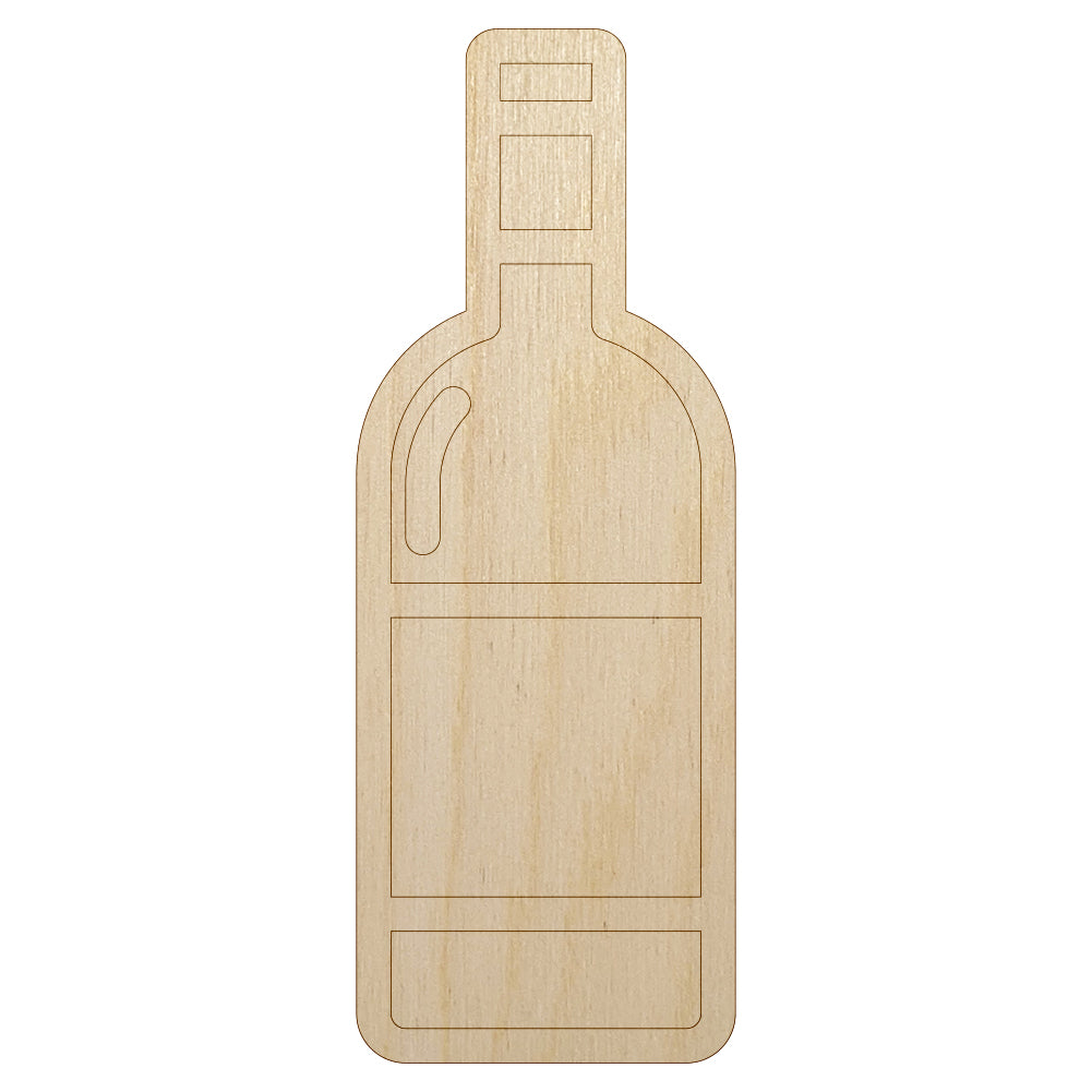Wine Bottle Icon Unfinished Wood Shape Piece Cutout for DIY Craft Projects