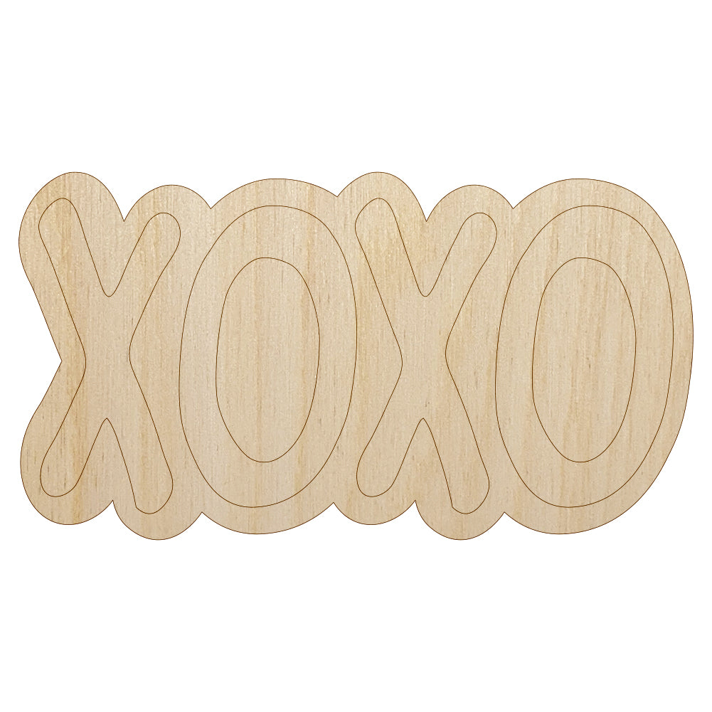 XOXO Hugs Kisses Love Fun Text Unfinished Wood Shape Piece Cutout for DIY Craft Projects