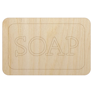 Bar of Soap Clean Wash Icon Unfinished Wood Shape Piece Cutout for DIY Craft Projects