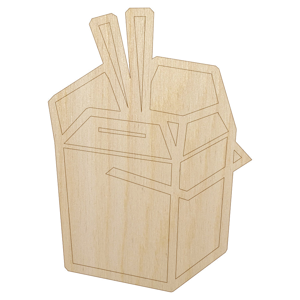 Chinese Food Take Out Away Doodle Unfinished Wood Shape Piece Cutout for DIY Craft Projects