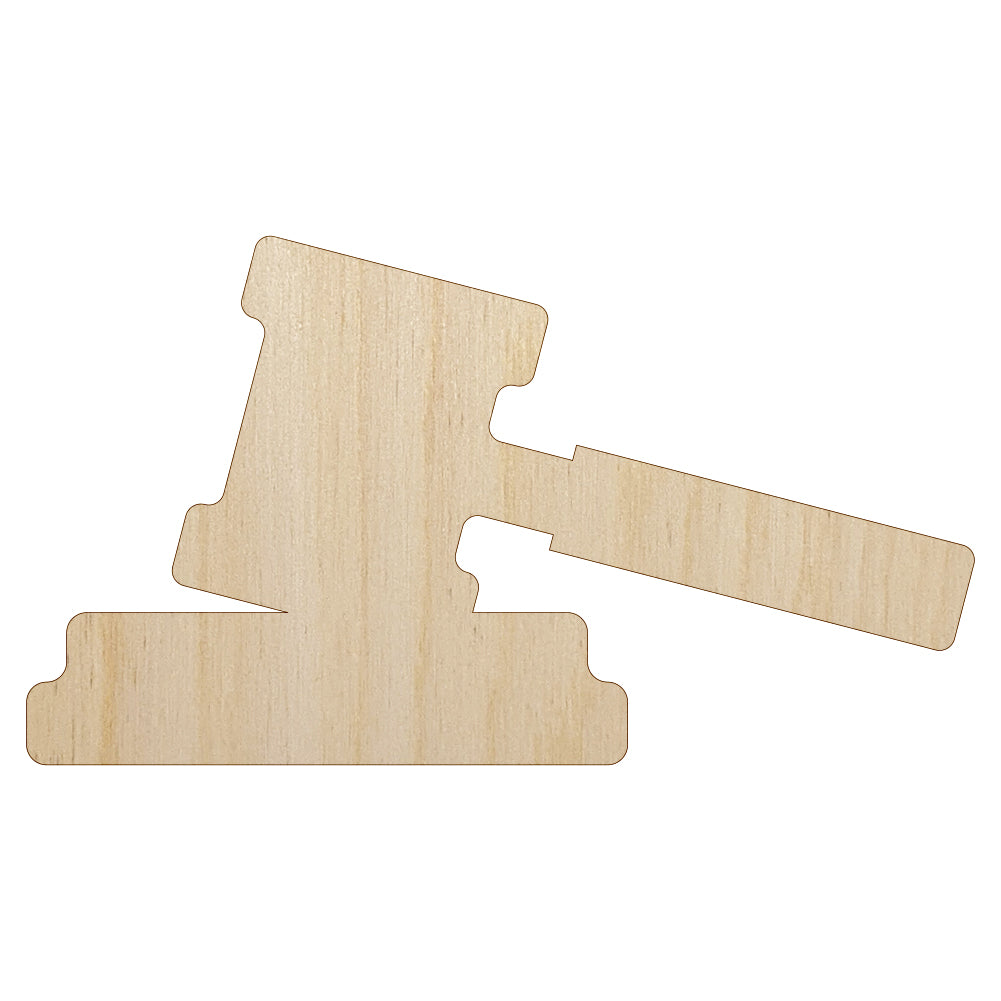 Gavel Judge Lawyer Icon Unfinished Wood Shape Piece Cutout for DIY Craft Projects