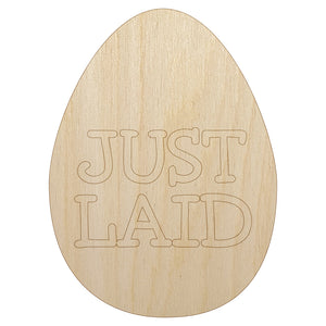 Just Laid in Egg Unfinished Wood Shape Piece Cutout for DIY Craft Projects