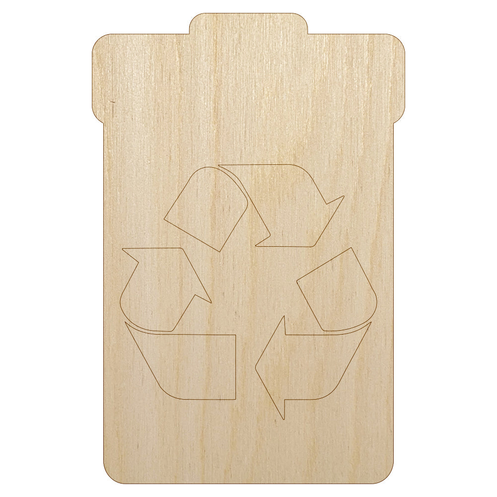 Recycle Can Solid Unfinished Wood Shape Piece Cutout for DIY Craft Projects