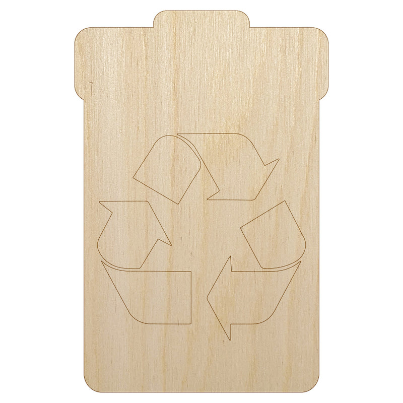 Recycle Can Solid Unfinished Wood Shape Piece Cutout for DIY Craft Projects
