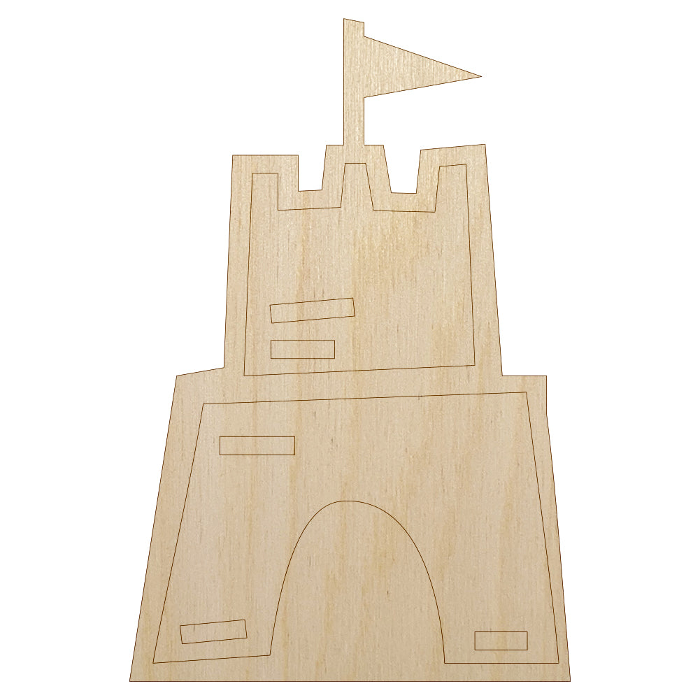 Sand Castle Doodle Unfinished Wood Shape Piece Cutout for DIY Craft Projects