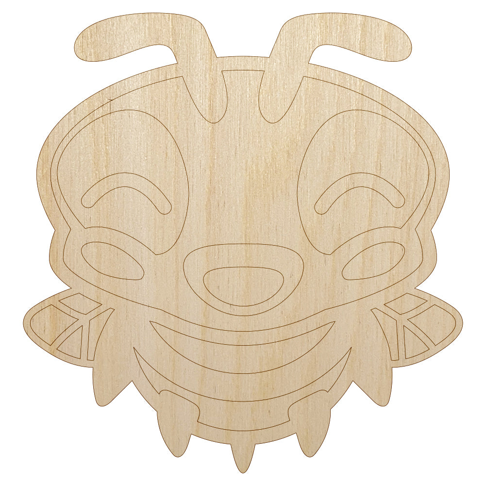 Cute Bee Laughing LOL Unfinished Wood Shape Piece Cutout for DIY Craft Projects