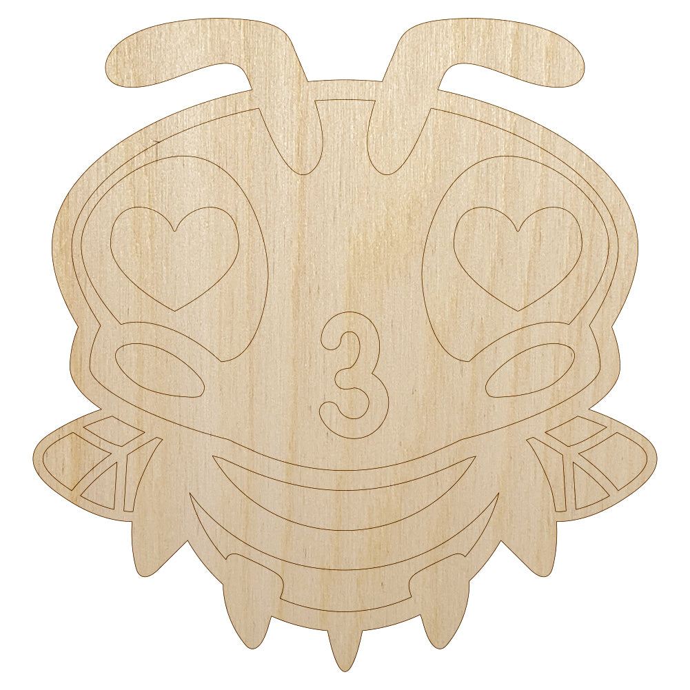 Cute Bee Love Heart Kiss Unfinished Wood Shape Piece Cutout for DIY Craft Projects