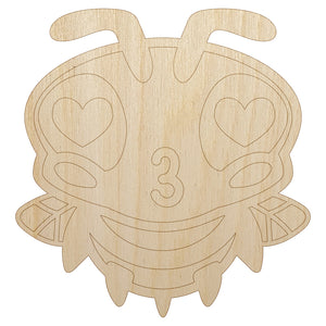 Cute Bee Love Heart Kiss Unfinished Wood Shape Piece Cutout for DIY Craft Projects