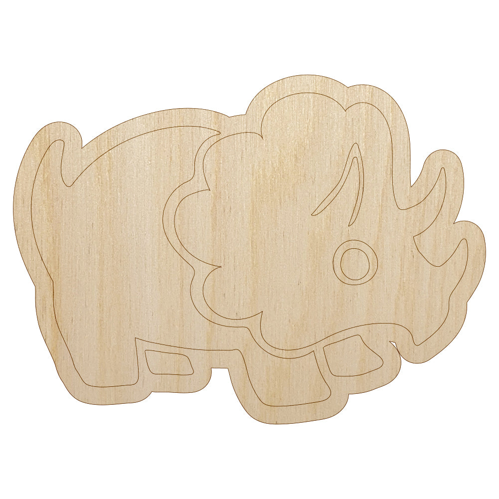 Cute Triceratops Dinosaur Unfinished Wood Shape Piece Cutout for DIY Craft Projects