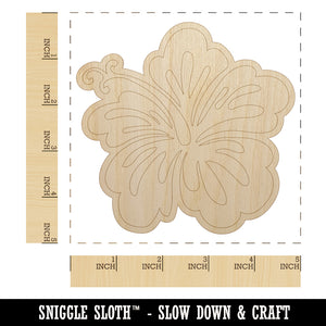 Pretty Hibiscus Flower Tropical Unfinished Wood Shape Piece Cutout for DIY Craft Projects