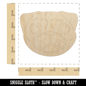 Pug Face Unfinished Wood Shape Piece Cutout for DIY Craft Projects