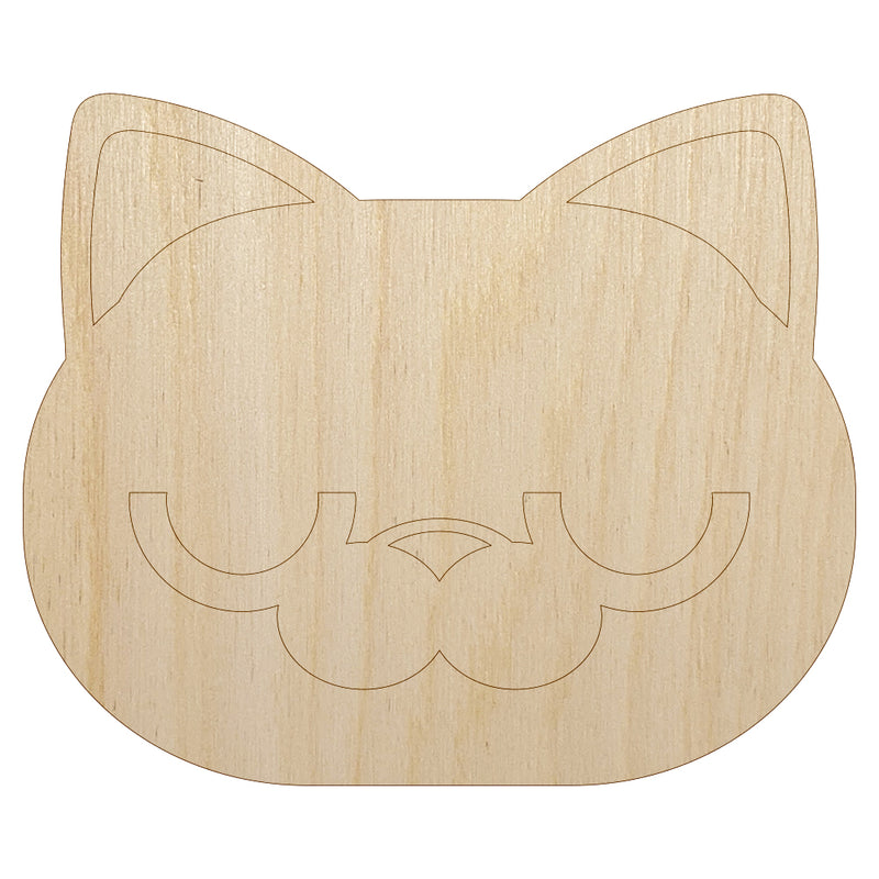 Round Cat Face Bored Unfinished Wood Shape Piece Cutout for DIY Craft Projects