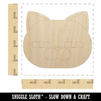 Round Cat Face Doubtful Unfinished Wood Shape Piece Cutout for DIY Craft Projects