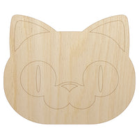 Round Cat Face Excited Unfinished Wood Shape Piece Cutout for DIY Craft Projects