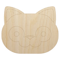 Round Cat Face Shocked Unfinished Wood Shape Piece Cutout for DIY Craft Projects