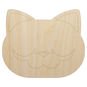 Round Cat Face Sleepy Unfinished Wood Shape Piece Cutout for DIY Craft Projects