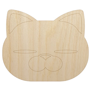 Round Cat Face Tired Unfinished Wood Shape Piece Cutout for DIY Craft Projects