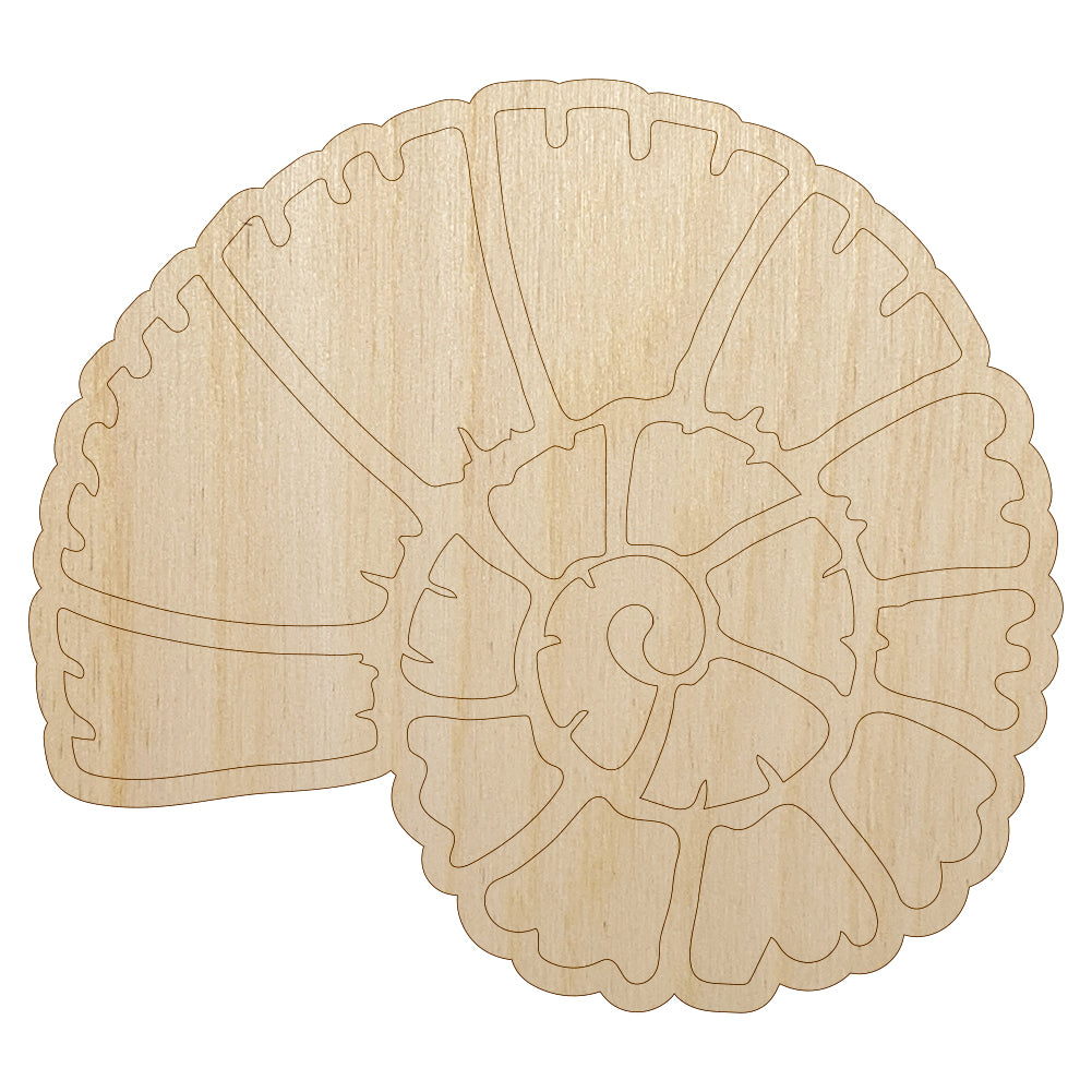 Spiral Ammonite Fossil Marine Mollusk Unfinished Wood Shape Piece Cutout for DIY Craft Projects