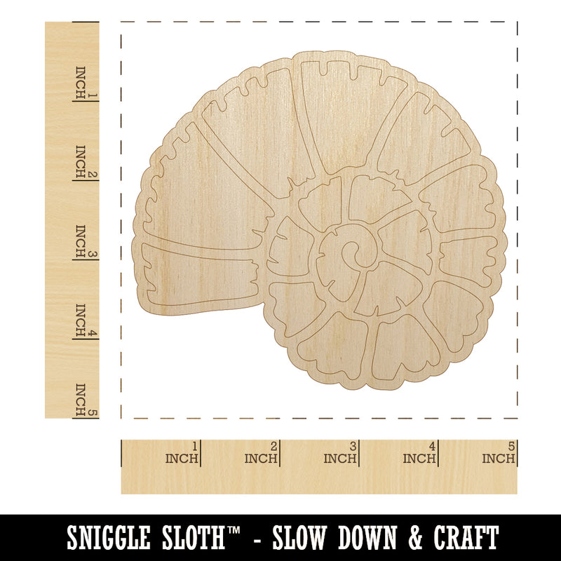 Spiral Ammonite Fossil Marine Mollusk Unfinished Wood Shape Piece Cutout for DIY Craft Projects