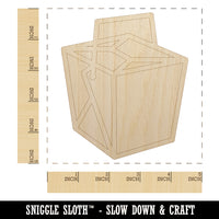 Chinese Food Take Out Box Closed Unfinished Wood Shape Piece Cutout for DIY Craft Projects