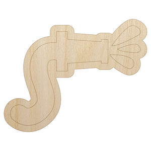 Fire Hose Firefighter with Water Unfinished Wood Shape Piece Cutout for DIY Craft Projects