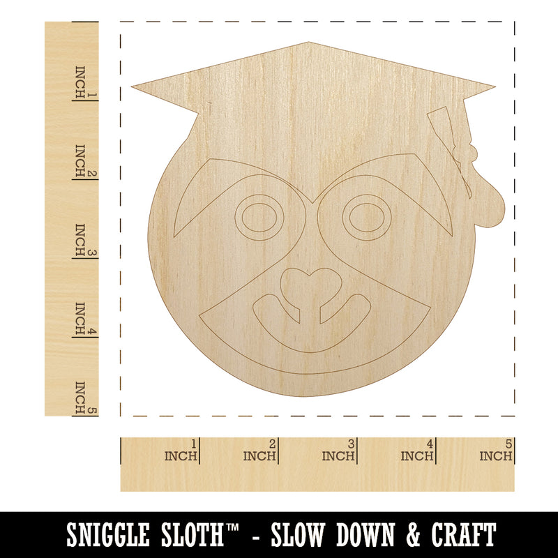 Graduation Sloth Unfinished Wood Shape Piece Cutout for DIY Craft Projects